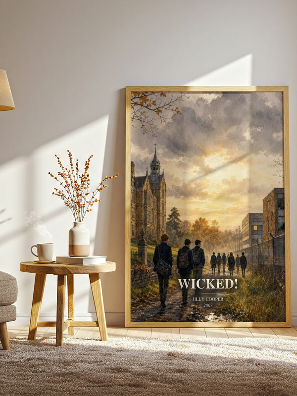 Wicked! watercolour print in frame leaning in hallway – romance wall art