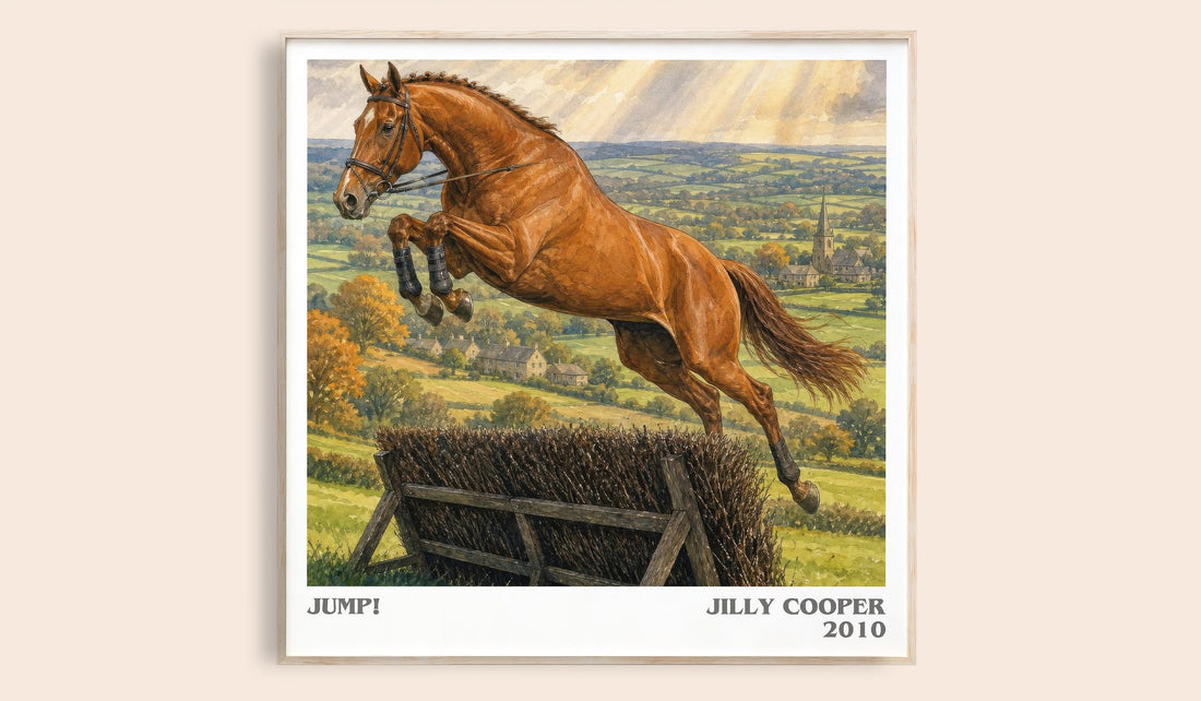 Jump! literary book poster by Jilly Cooper – framed literary art print
