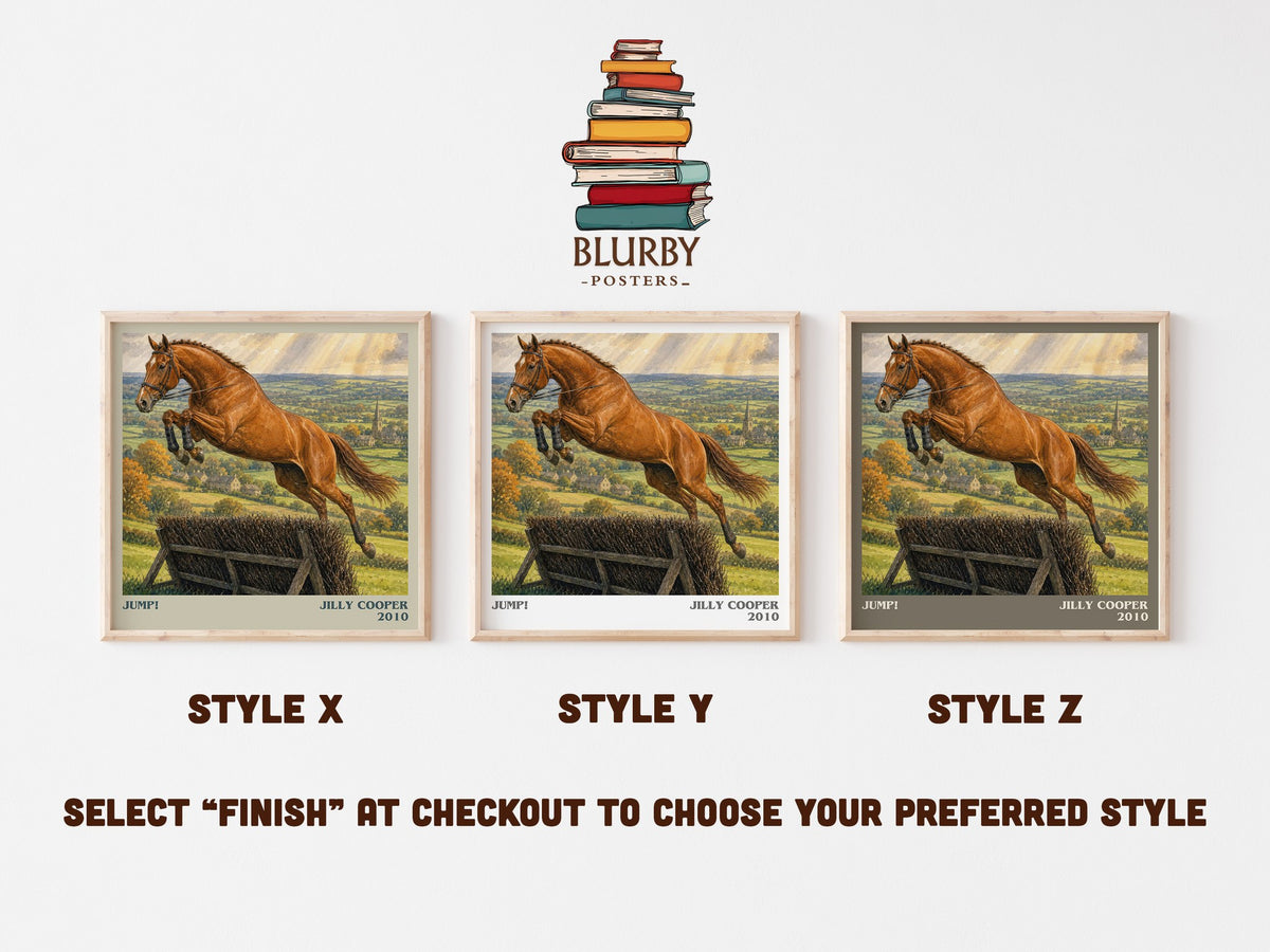 Jump! literary print in frame leaning in hallway – romance wall art (mockup)