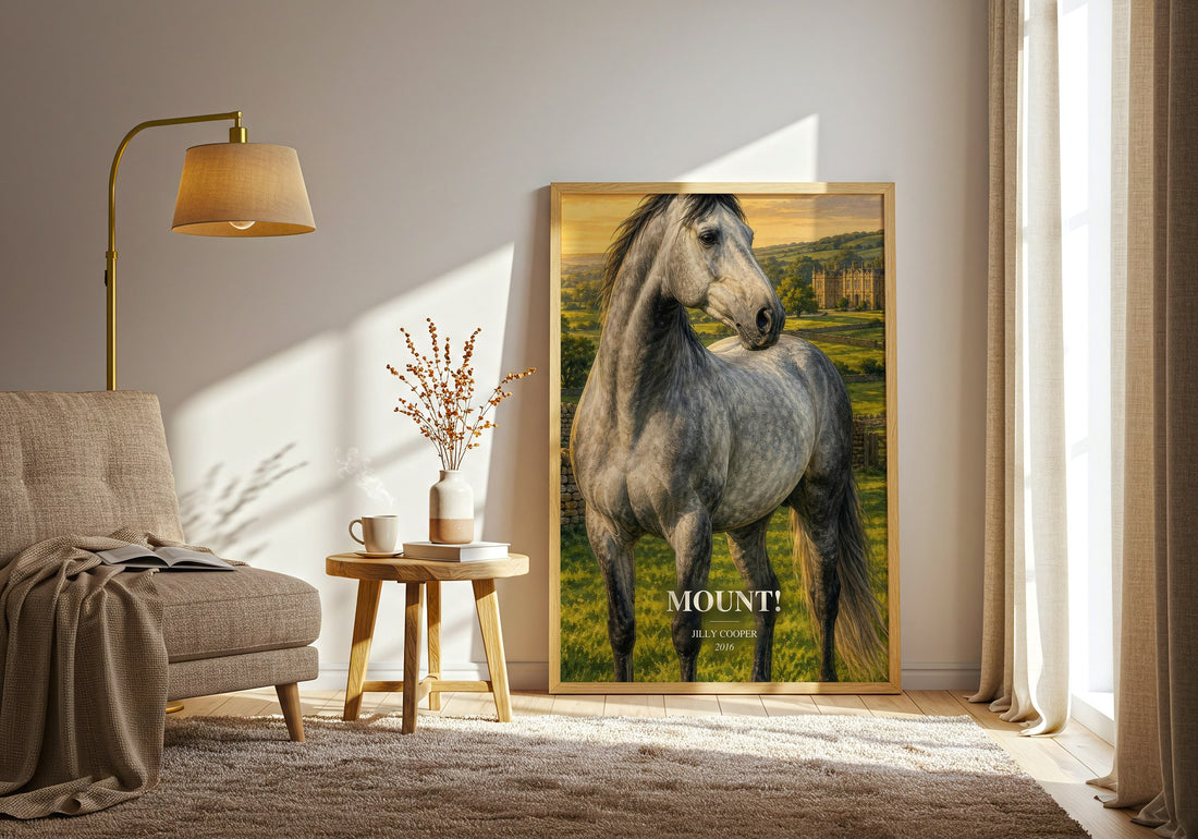 Mount! watercolour print in frame leaning in hallway – romance wall art (mockup)