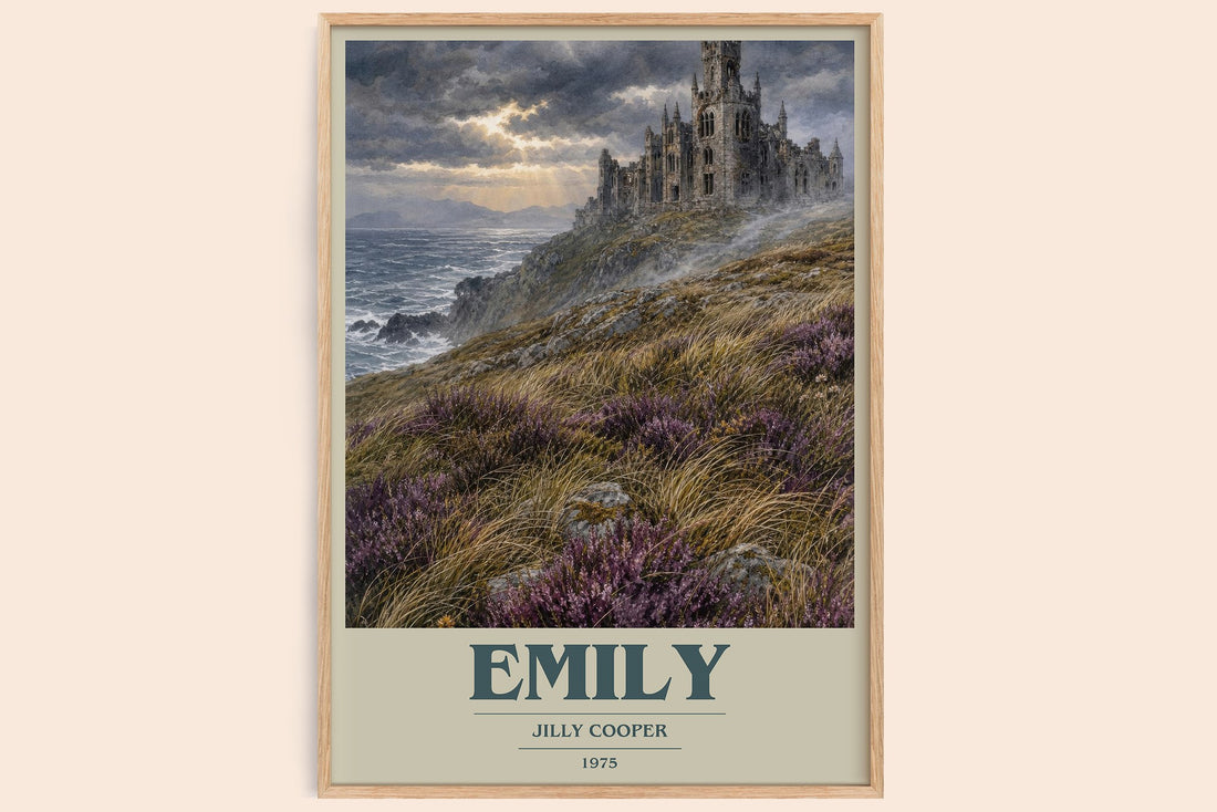 Emily book cover book poster by Jilly Cooper – framed literary art print