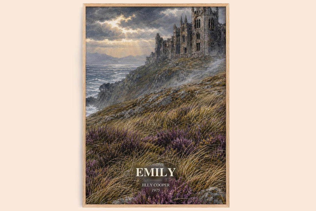 Emily watercolour book poster by Jilly Cooper – framed literary art print