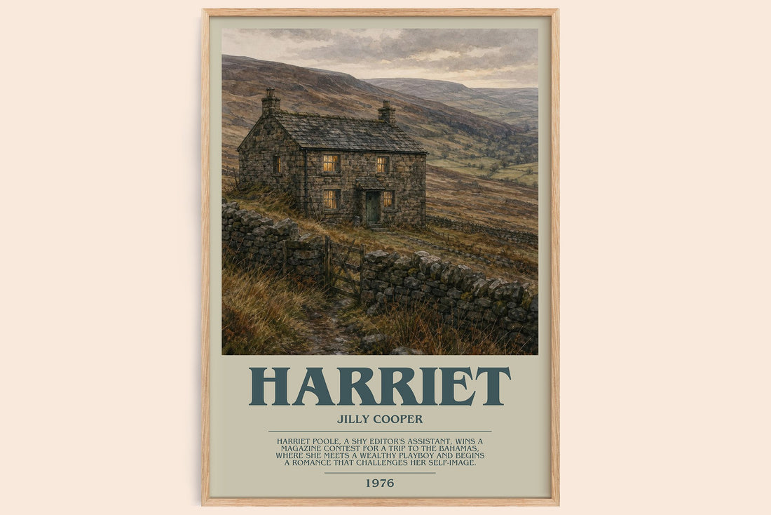 Harriet bookish book poster by Jilly Cooper – framed literary art print