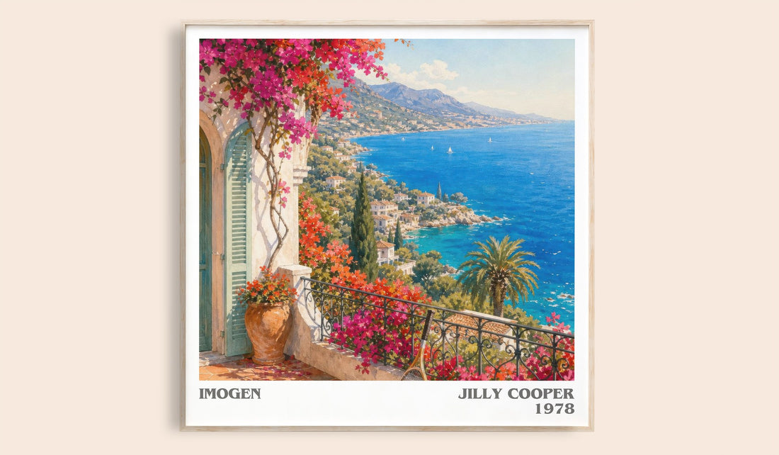 Imogen literary book poster by Jilly Cooper – framed literary art print