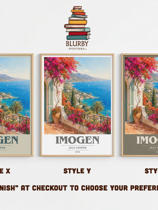 Imogen book cover print in frame leaning in hallway – romance wall art