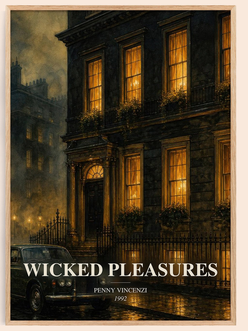 Wicked Pleasures watercolour book poster by Penny Vincenzi – framed literary art print