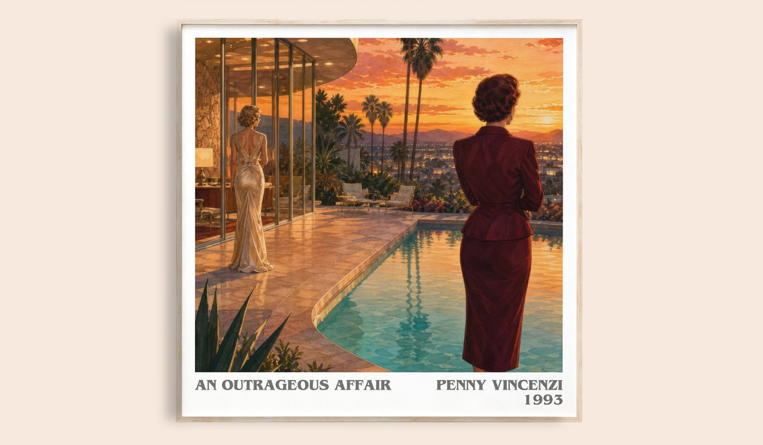 An Outrageous Affair literary book poster by Penny Vincenzi – framed literary art print