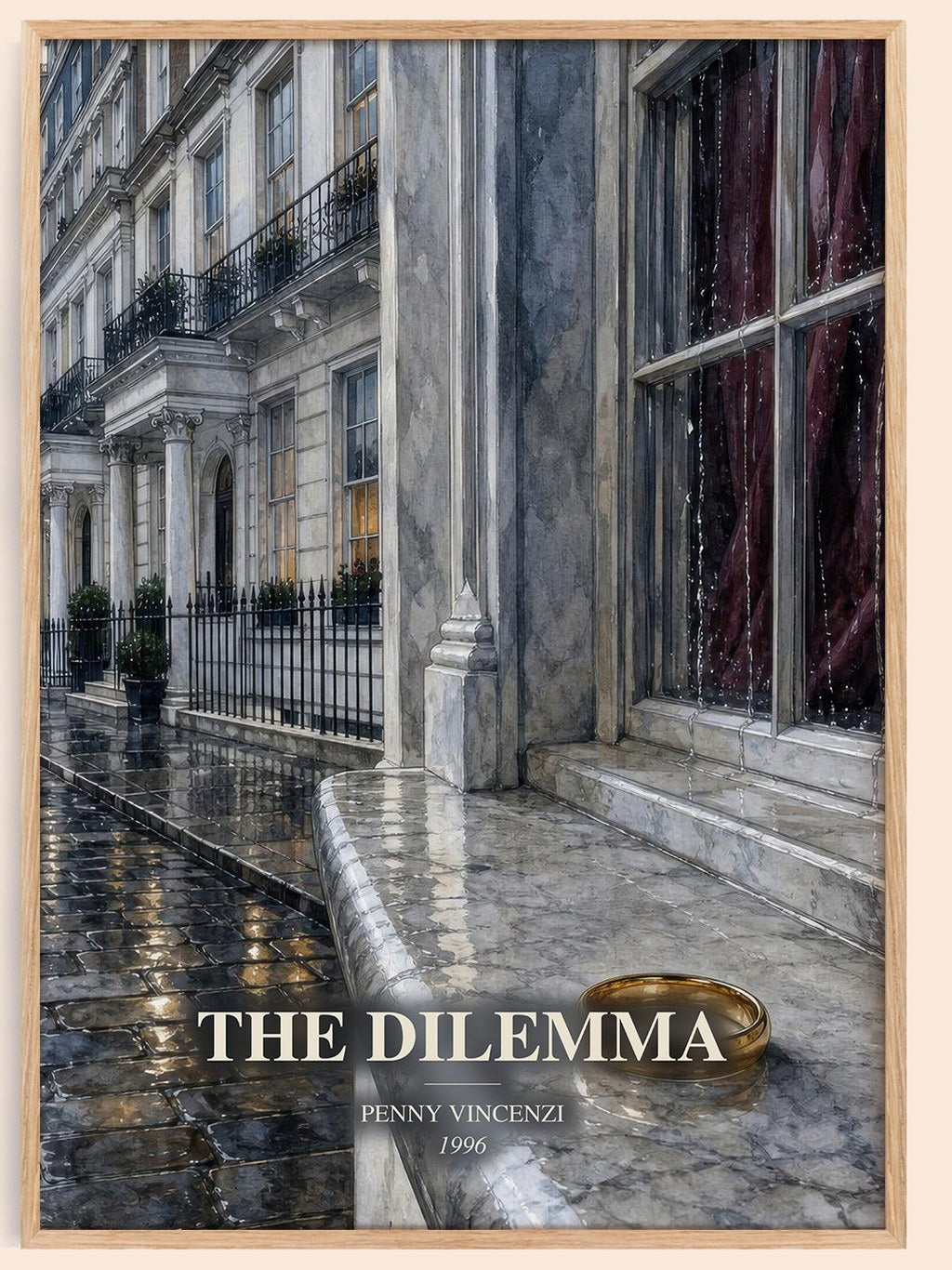 The Dilemma watercolour book poster by Penny Vincenzi – framed literary art print