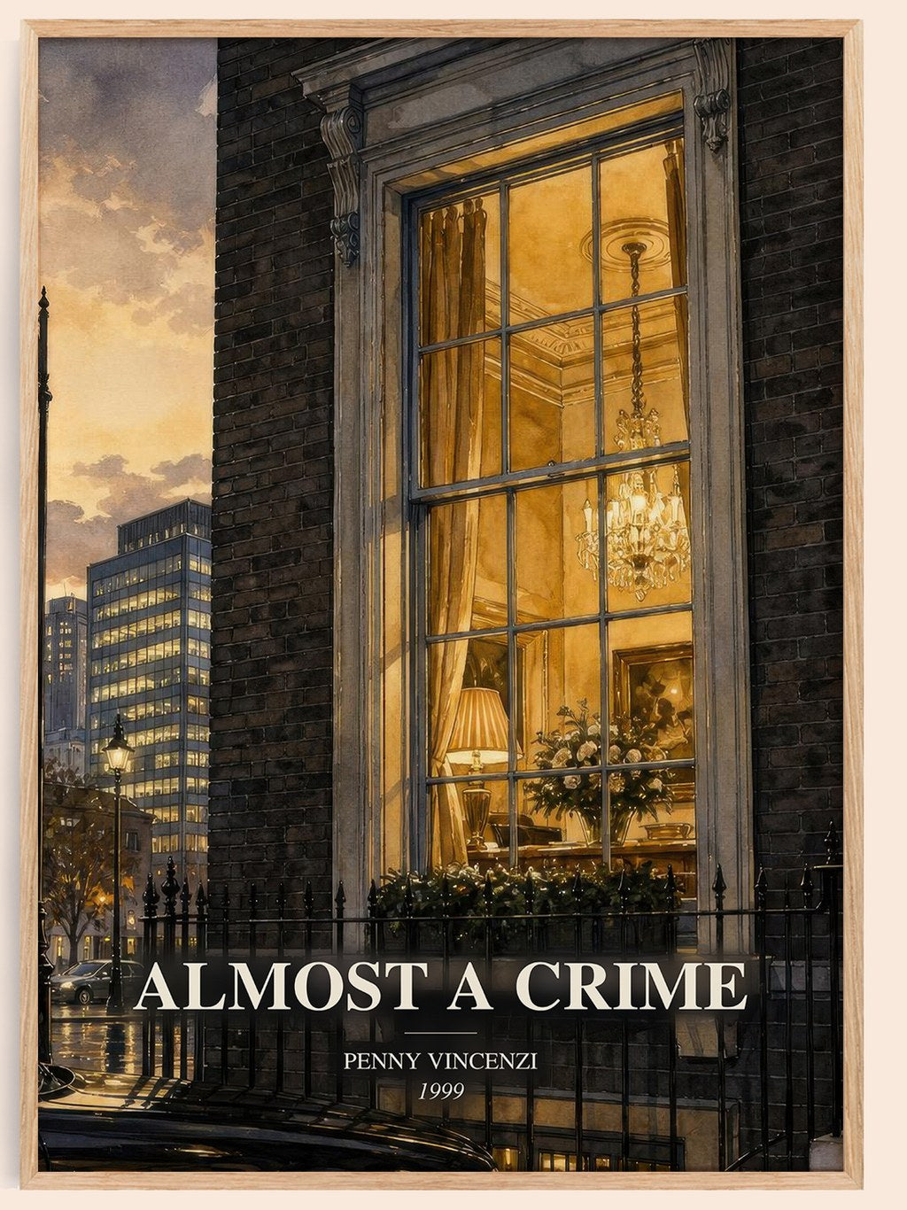 Almost a Crime watercolour book poster by Penny Vincenzi – framed literary art print