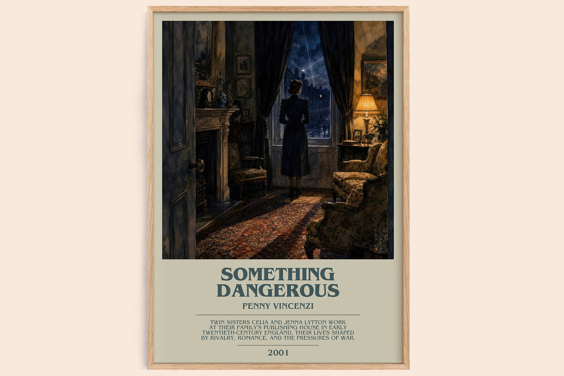 Something Dangerous bookish book poster by Penny Vincenzi – framed literary art print