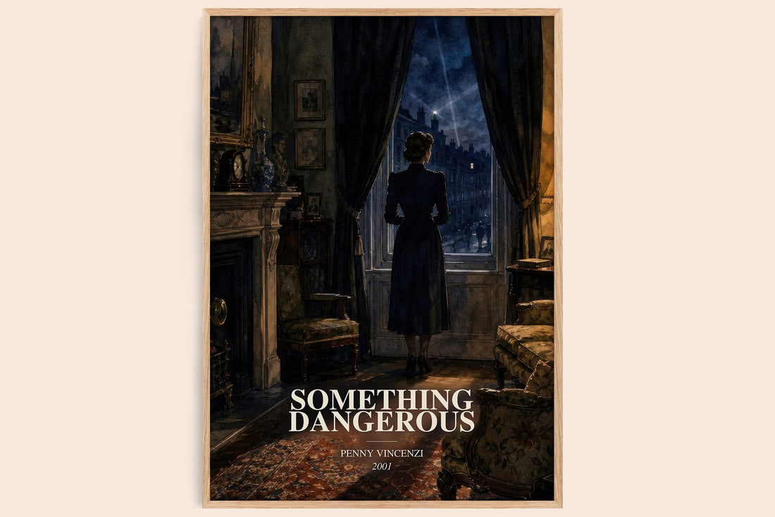 Something Dangerous watercolour book poster by Penny Vincenzi – framed literary art print
