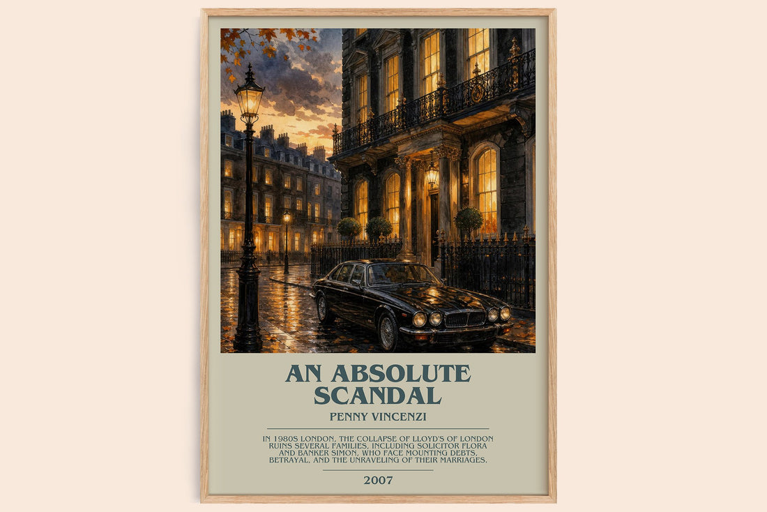 An Absolute Scandal bookish book poster by Penny Vincenzi – framed literary art print