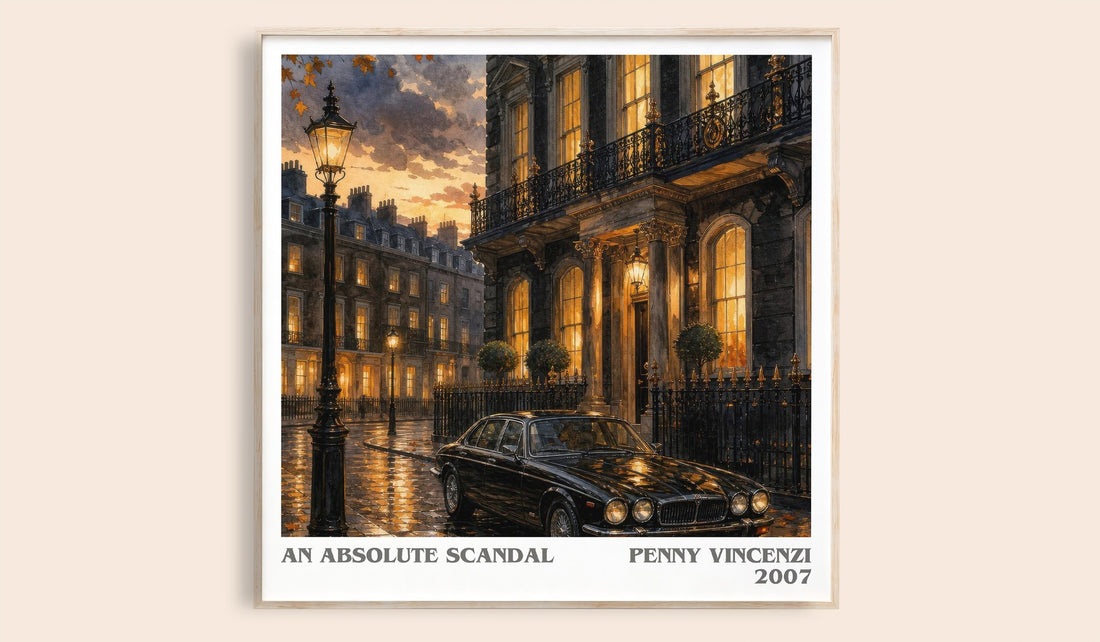 An Absolute Scandal literary book poster by Penny Vincenzi – framed literary art print