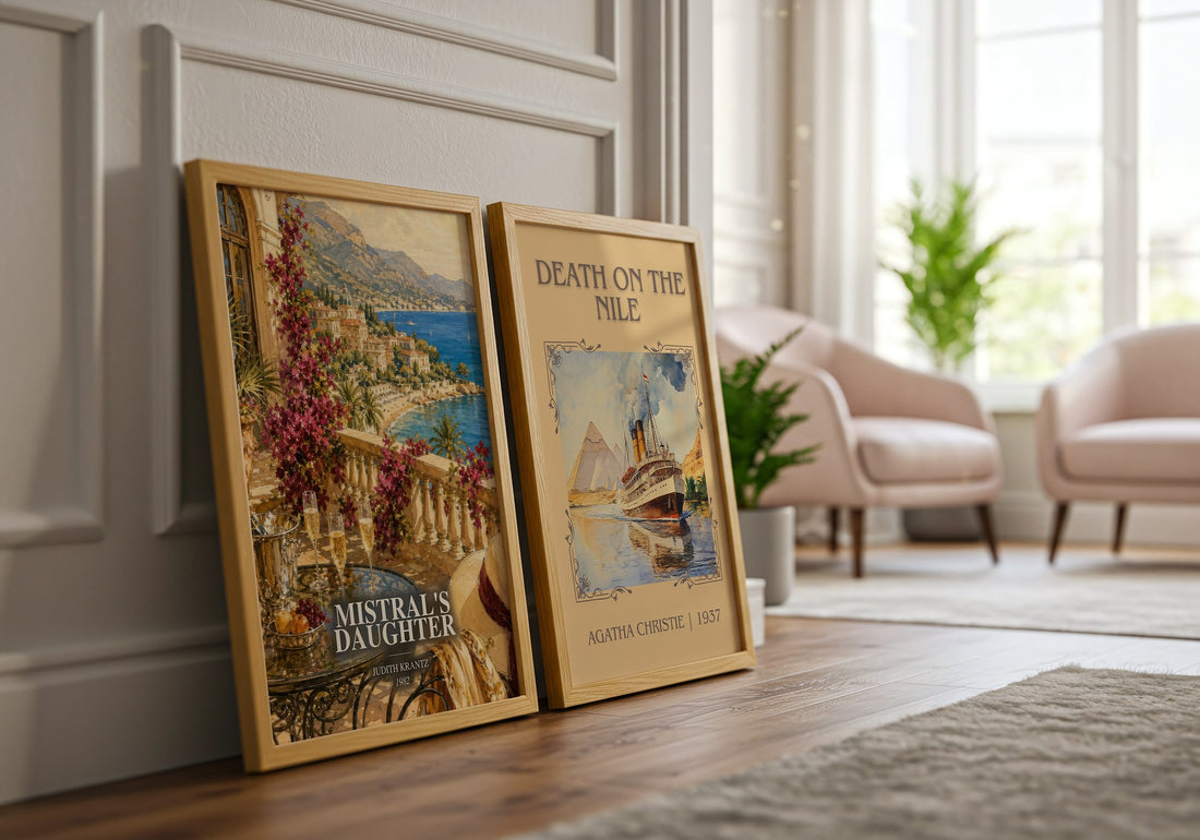 Mistral's Daughter watercolour print framed by window – literary home decor