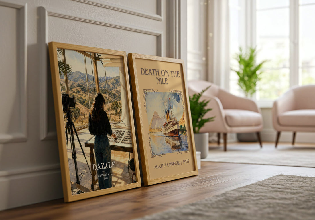 Dazzle watercolour print framed by window – literary home decor