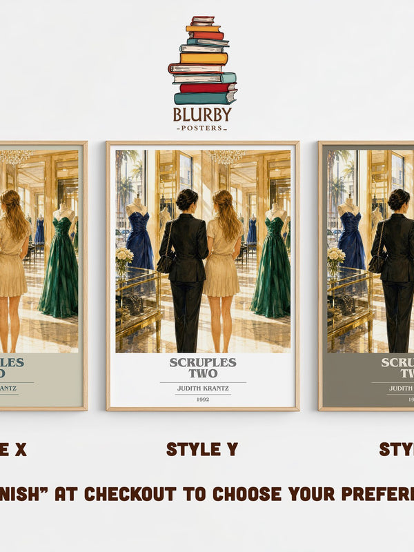 Scruples Two book cover print in frame leaning in hallway – romance wall art