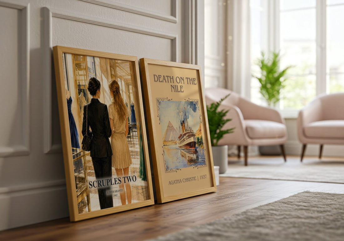 Scruples Two watercolour print framed by window – literary home decor
