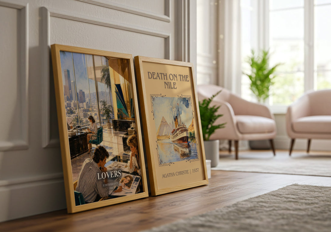 Lovers watercolour print framed by window – literary home decor