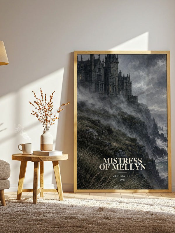 Mistress of Mellyn watercolour print in frame leaning in hallway – gothic wall art