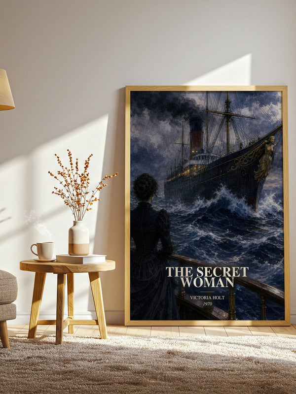 The Secret Woman watercolour print in frame leaning in hallway – gothic wall art