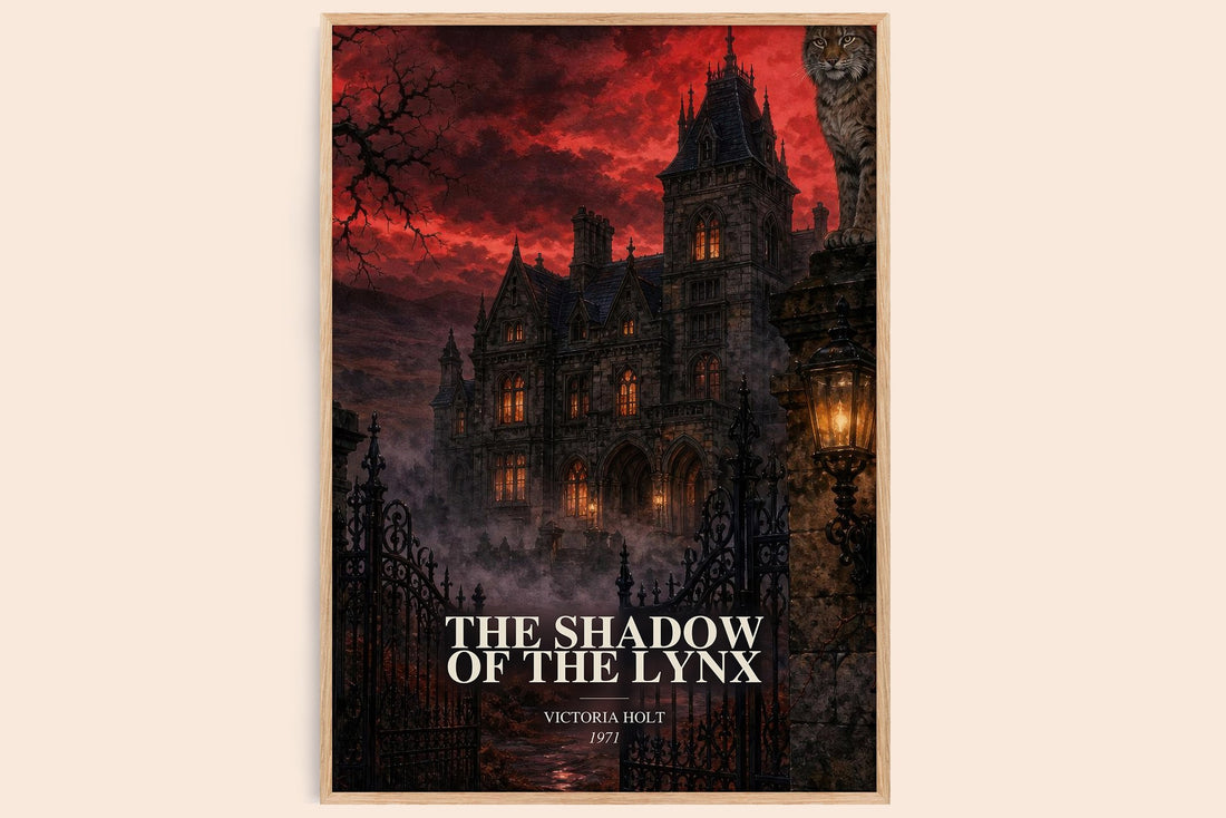 The Shadow of the Lynx watercolour book poster by Victoria Holt – framed literary art print