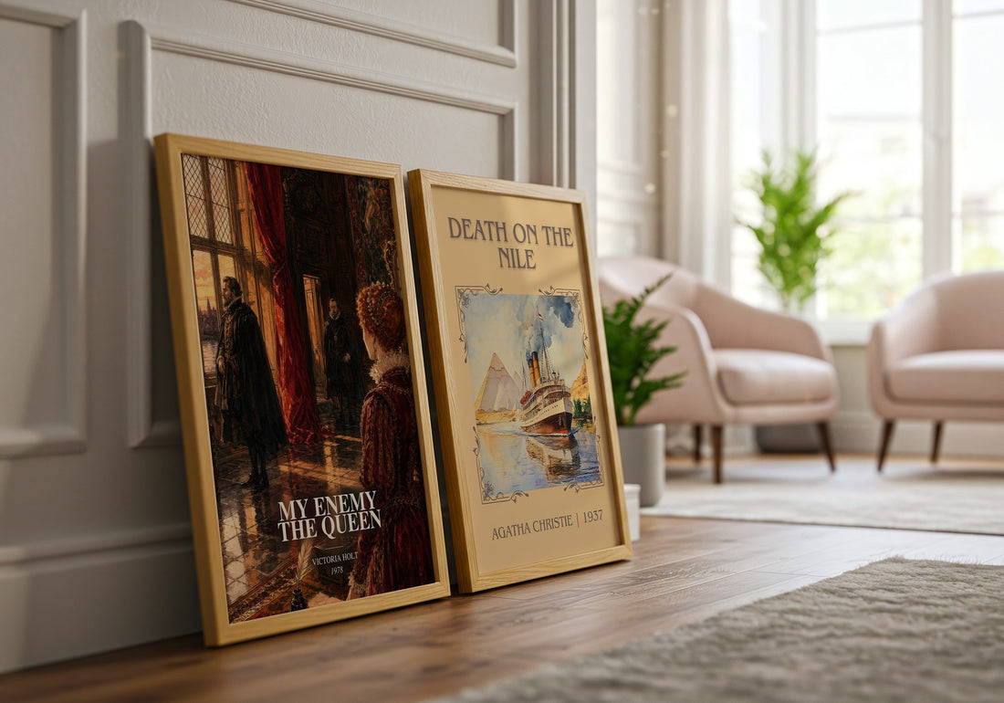 My Enemy the Queen watercolour print framed by window – literary home decor