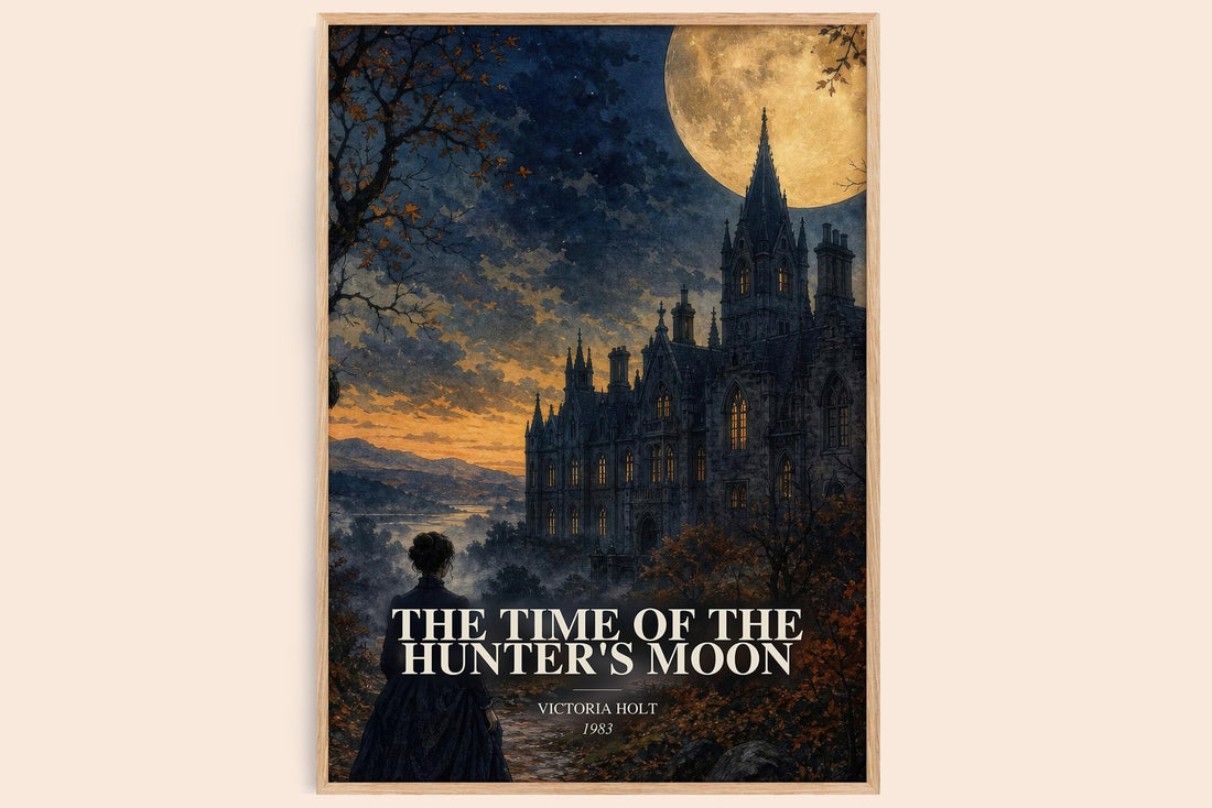 The Time of the Hunter's Moon watercolour book poster by Victoria Holt – framed literary art print