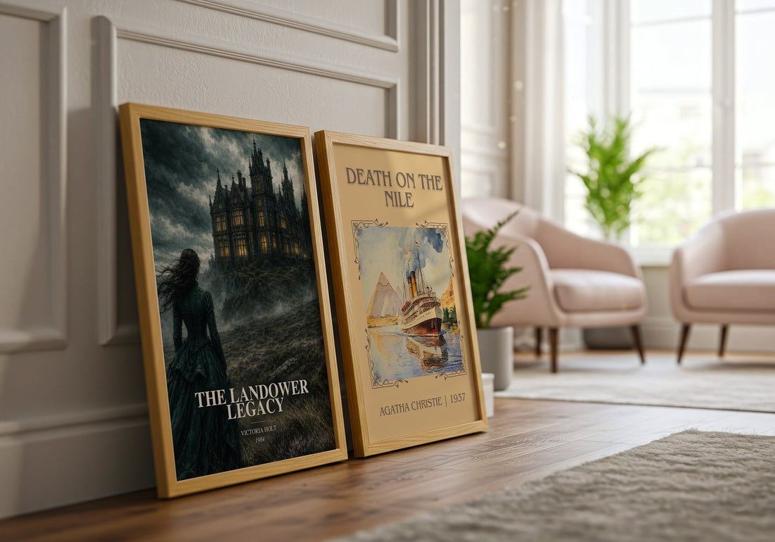 The Landower Legacy watercolour print framed by window – literary home decor