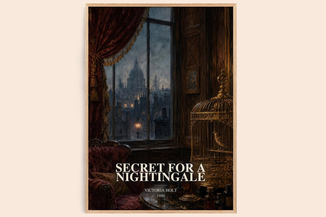 Secret for a Nightingale watercolour book poster by Victoria Holt – framed literary art print