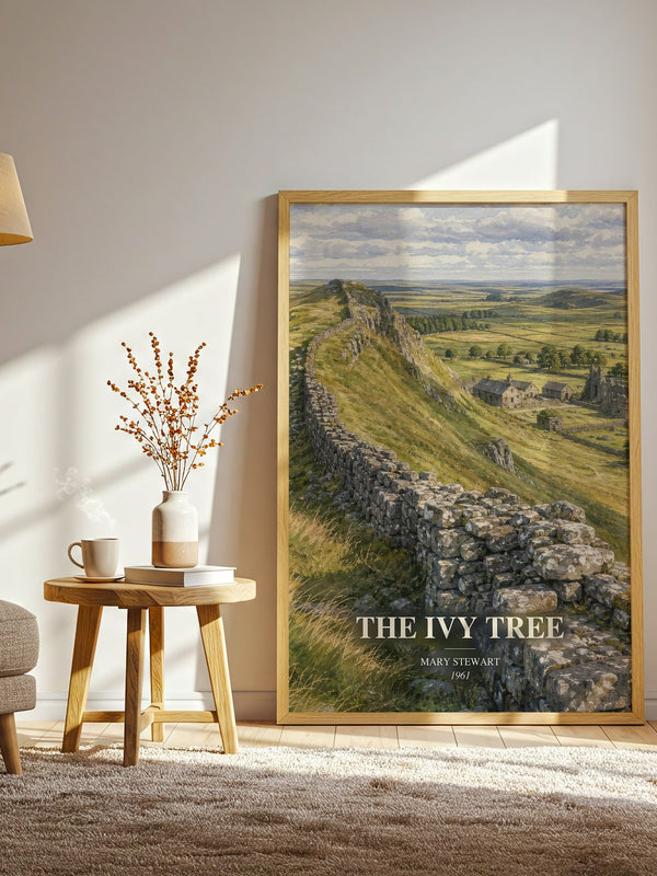 The Ivy Tree watercolour print in frame leaning in hallway – mystery wall art