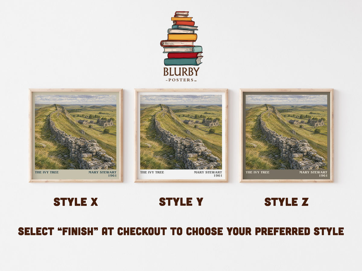 The Ivy Tree literary print in frame leaning in hallway – mystery wall art (mockup)