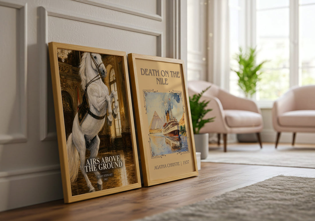Airs Above the Ground watercolour print framed by window – literary home decor