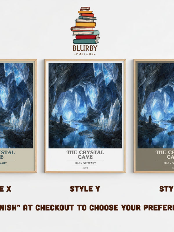 The Crystal Cave book cover print in frame leaning in hallway – fantasy wall art