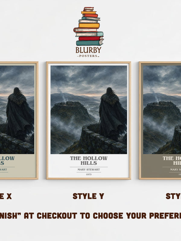 The Hollow Hills book cover print in frame leaning in hallway – fantasy wall art
