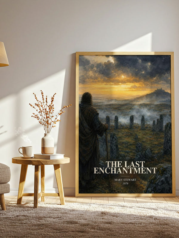 The Last Enchantment watercolour print in frame leaning in hallway – fantasy wall art