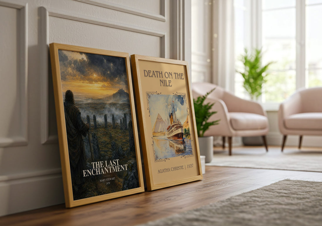 The Last Enchantment watercolour print framed by window – literary home decor