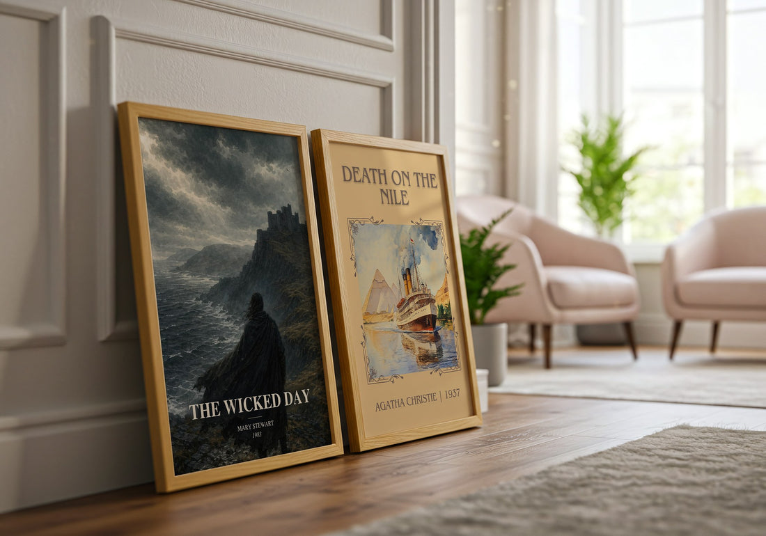 The Wicked Day watercolour print framed by window – literary home decor