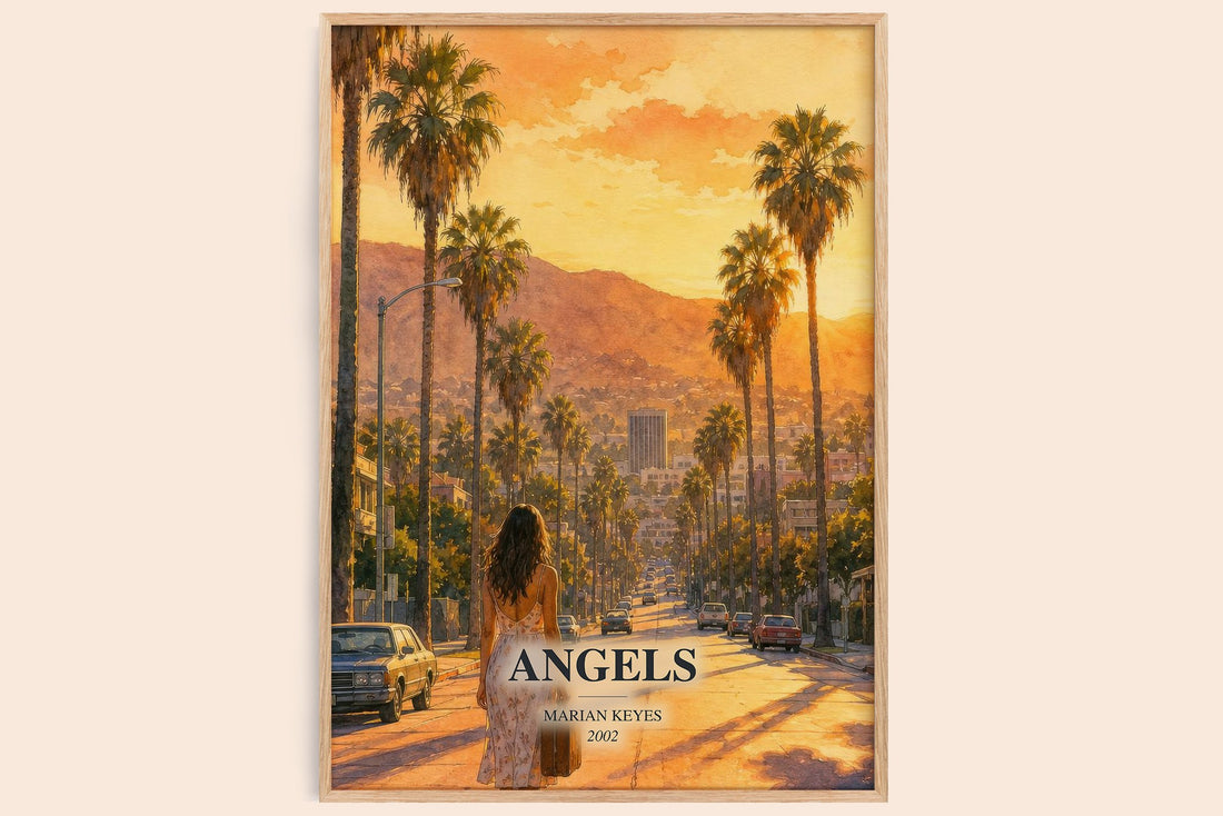 Angels watercolour book poster by Marian Keyes – framed literary art print