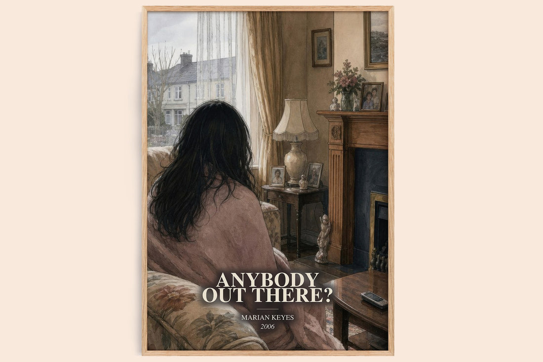 Anybody Out There? watercolour book poster by Marian Keyes – framed literary art print