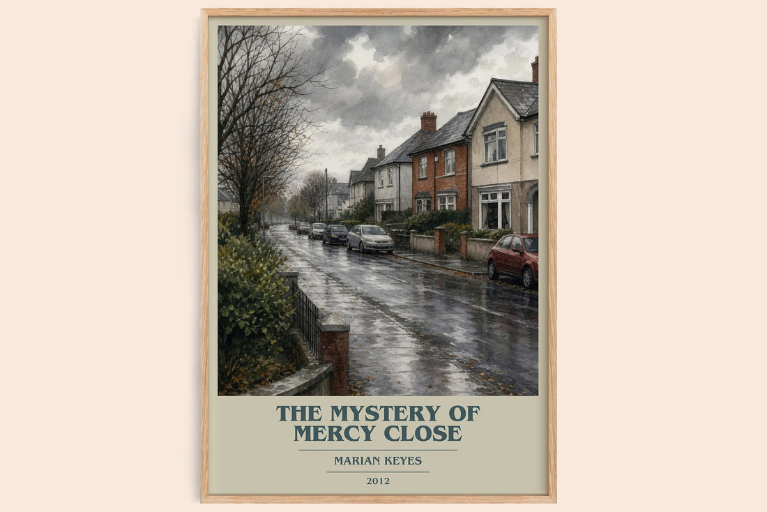 The Mystery of Mercy Close book cover book poster by Marian Keyes – framed literary art print