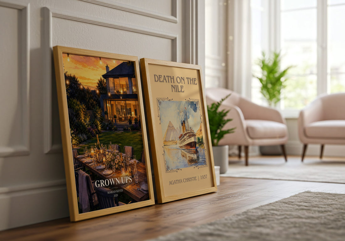 Grown Ups watercolour print framed by window – literary home decor
