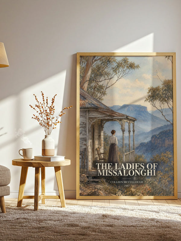 The Ladies of Missalonghi watercolour print in frame leaning in hallway – romance wall art