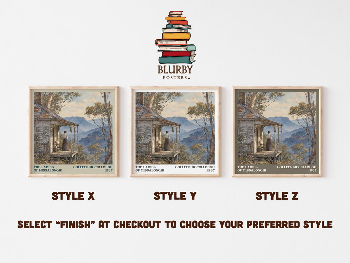 The Ladies of Missalonghi literary print in frame leaning in hallway – romance wall art (mockup)