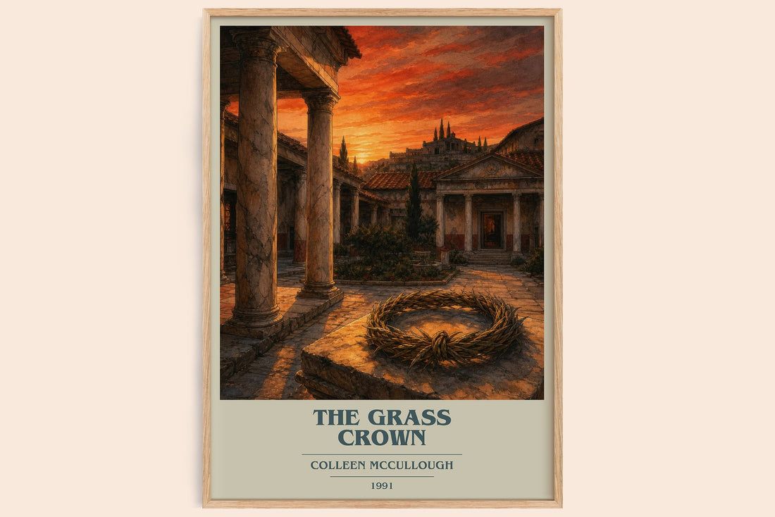 The Grass Crown book cover book poster by Colleen McCullough – framed literary art print