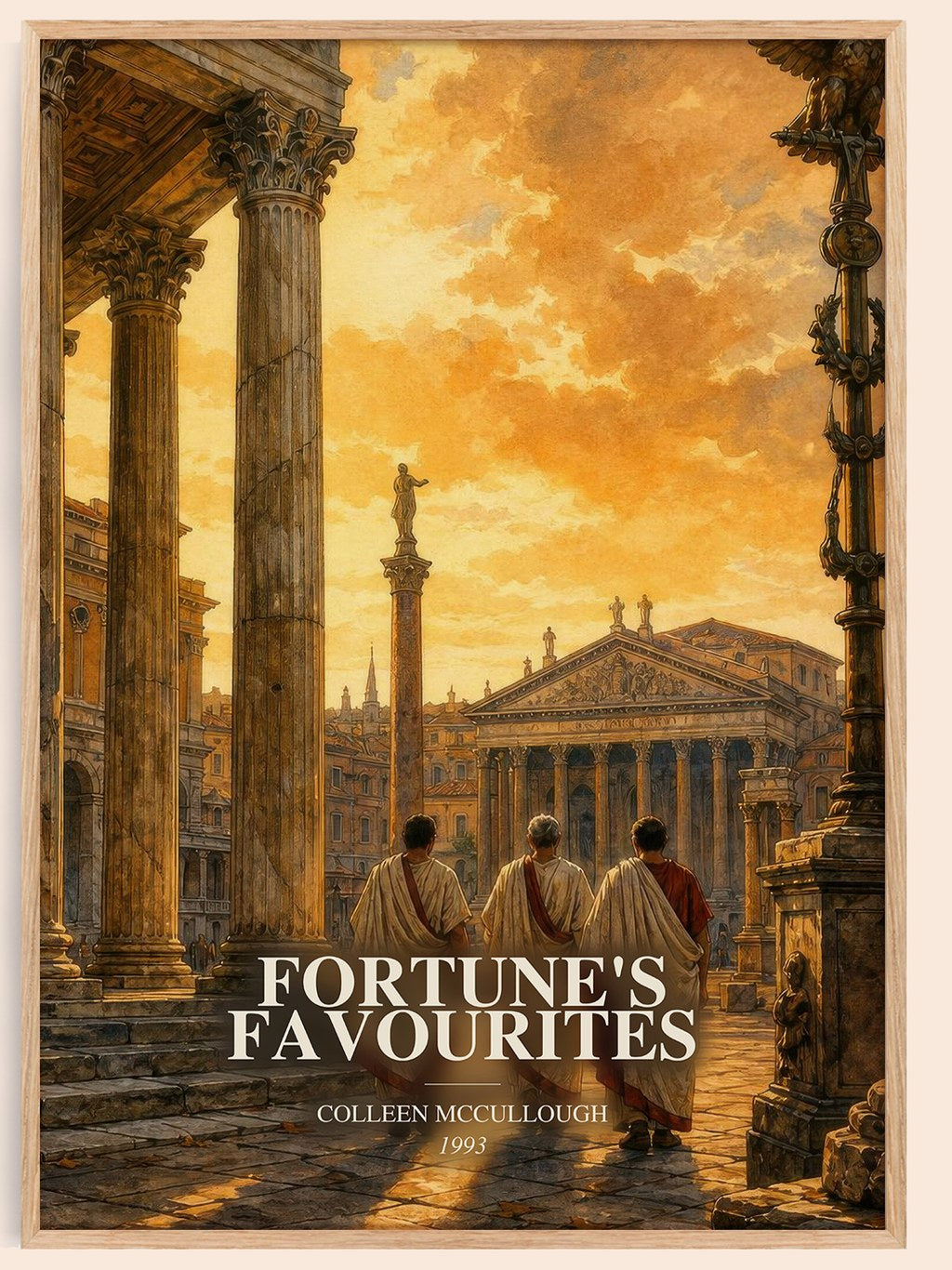 Fortune's Favourites watercolour book poster by Colleen McCullough – framed literary art print