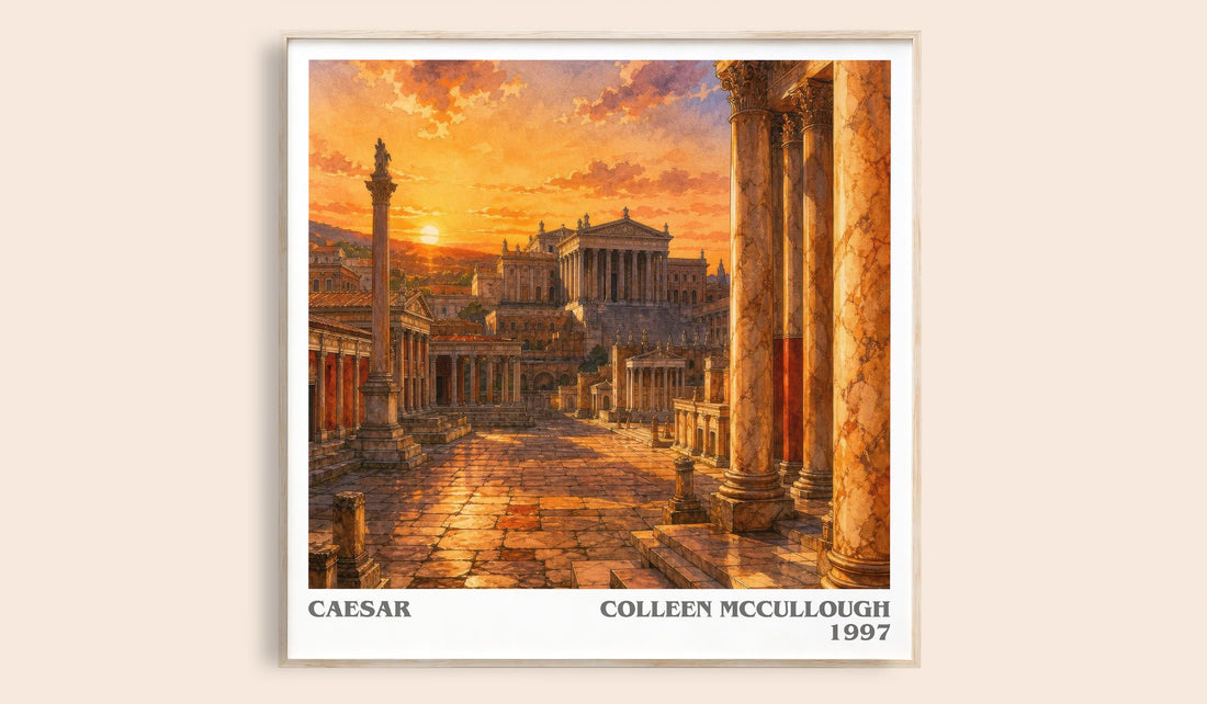 Caesar literary book poster by Colleen McCullough – framed literary art print