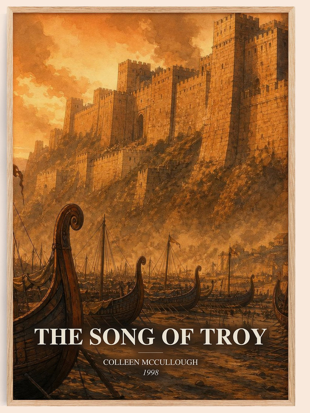 The Song of Troy watercolour book poster by Colleen McCullough – framed literary art print