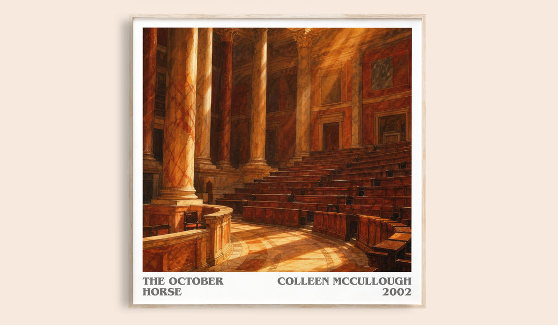 The October Horse literary book poster by Colleen McCullough – framed literary art print