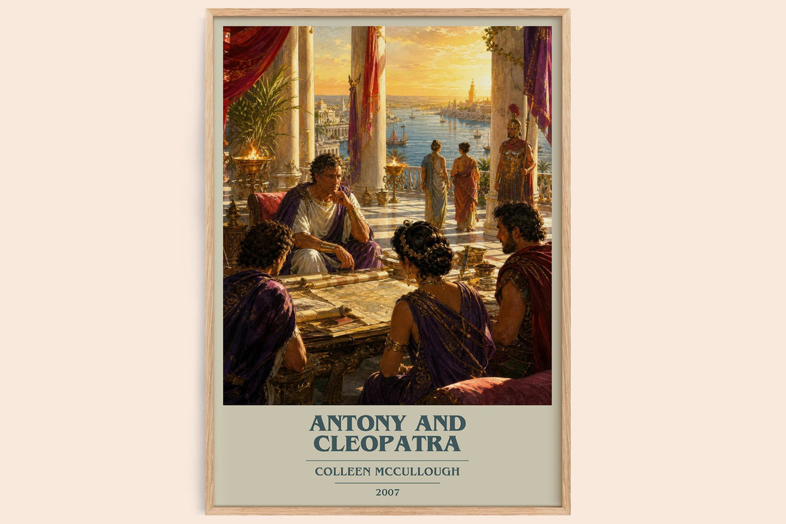 Antony and Cleopatra book cover book poster by Colleen McCullough – framed literary art print