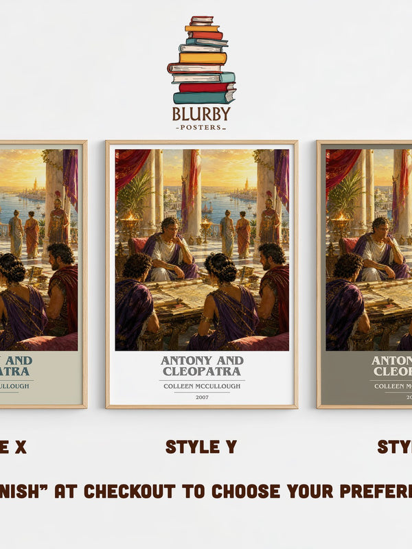 Antony and Cleopatra book cover print in frame leaning in hallway – historical fiction wall art